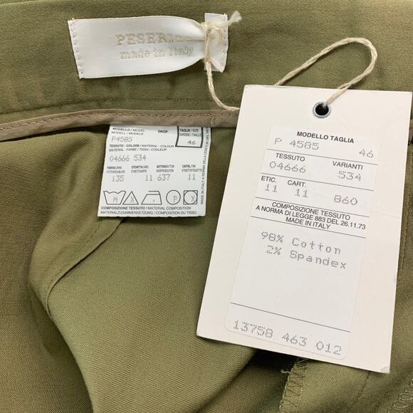 PESERICO Size 10 Green Cotton Spandex High Waisted Casual Pants - Picture 3 of 4
